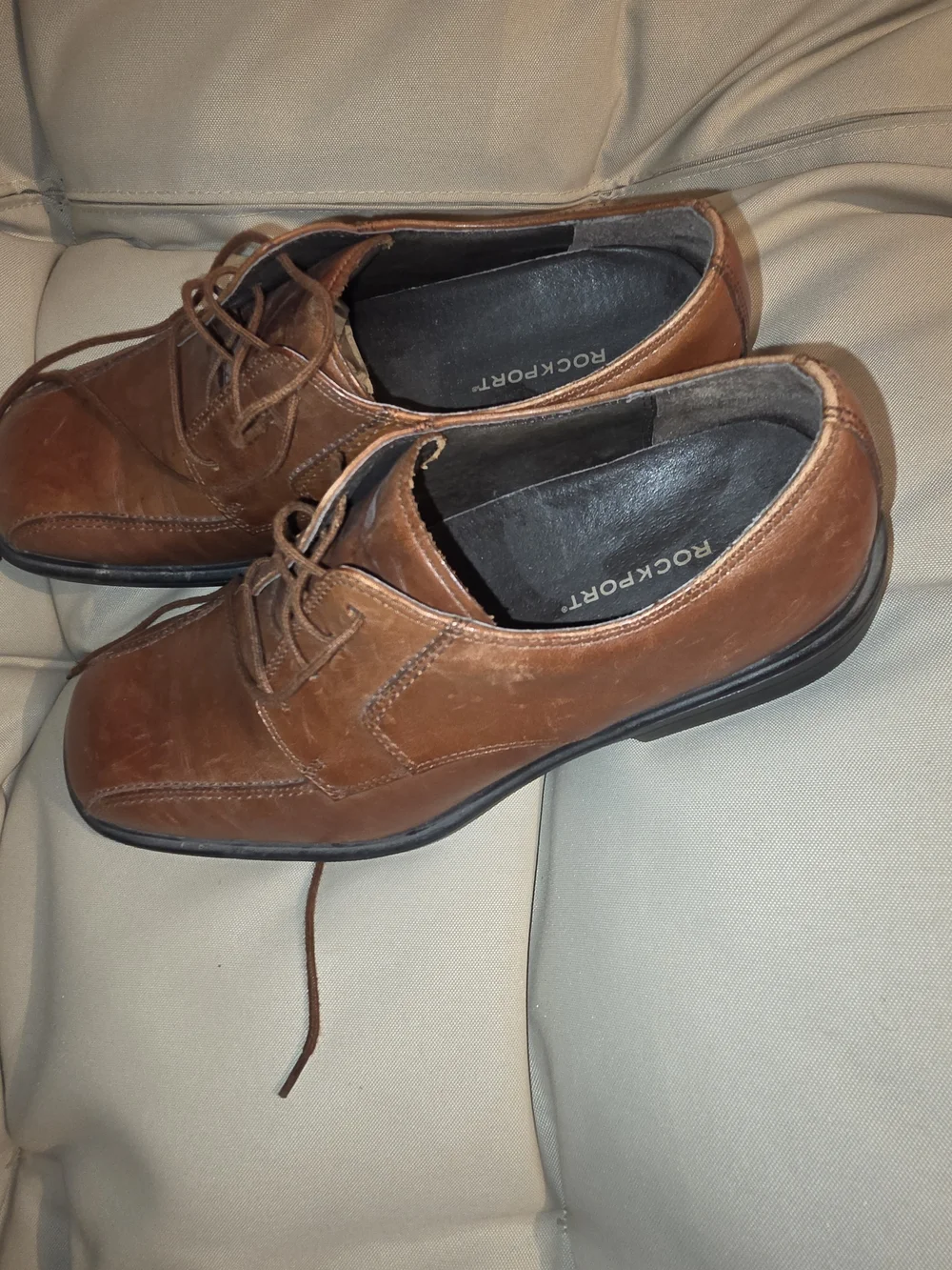 Rockport Men's Cognac Brown Leather Lace-Up Oxfords
